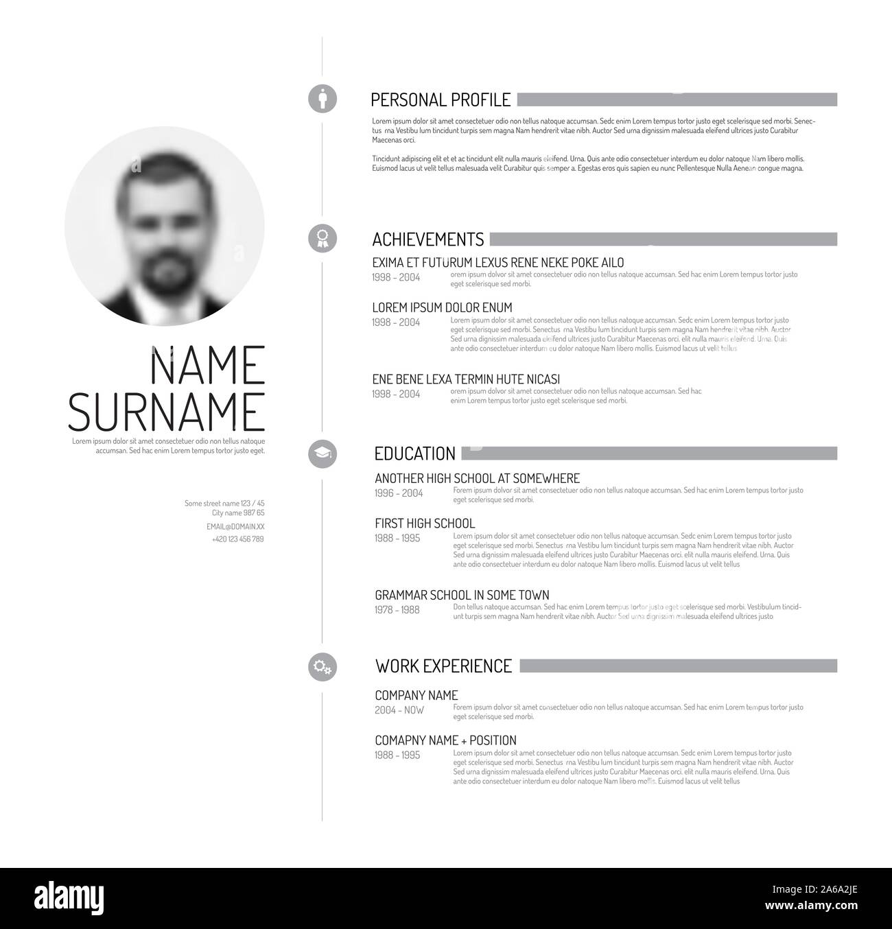 Vector minimalist cv / resume template - minimalistic black and white ...