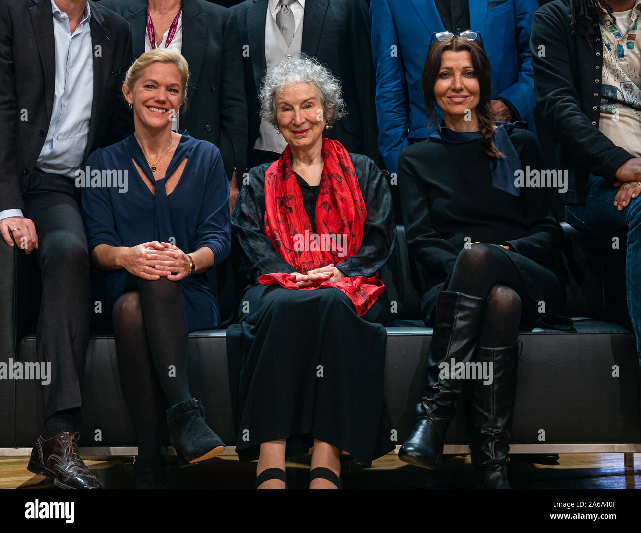 FRANKFURT AM MAIN, Germany - October 19 2019: Maja Lunde, Margaret Atwood and Elif Shafak at 71st Frankfurt Book Fair / Buchmesse Frankfurt Stock Photo