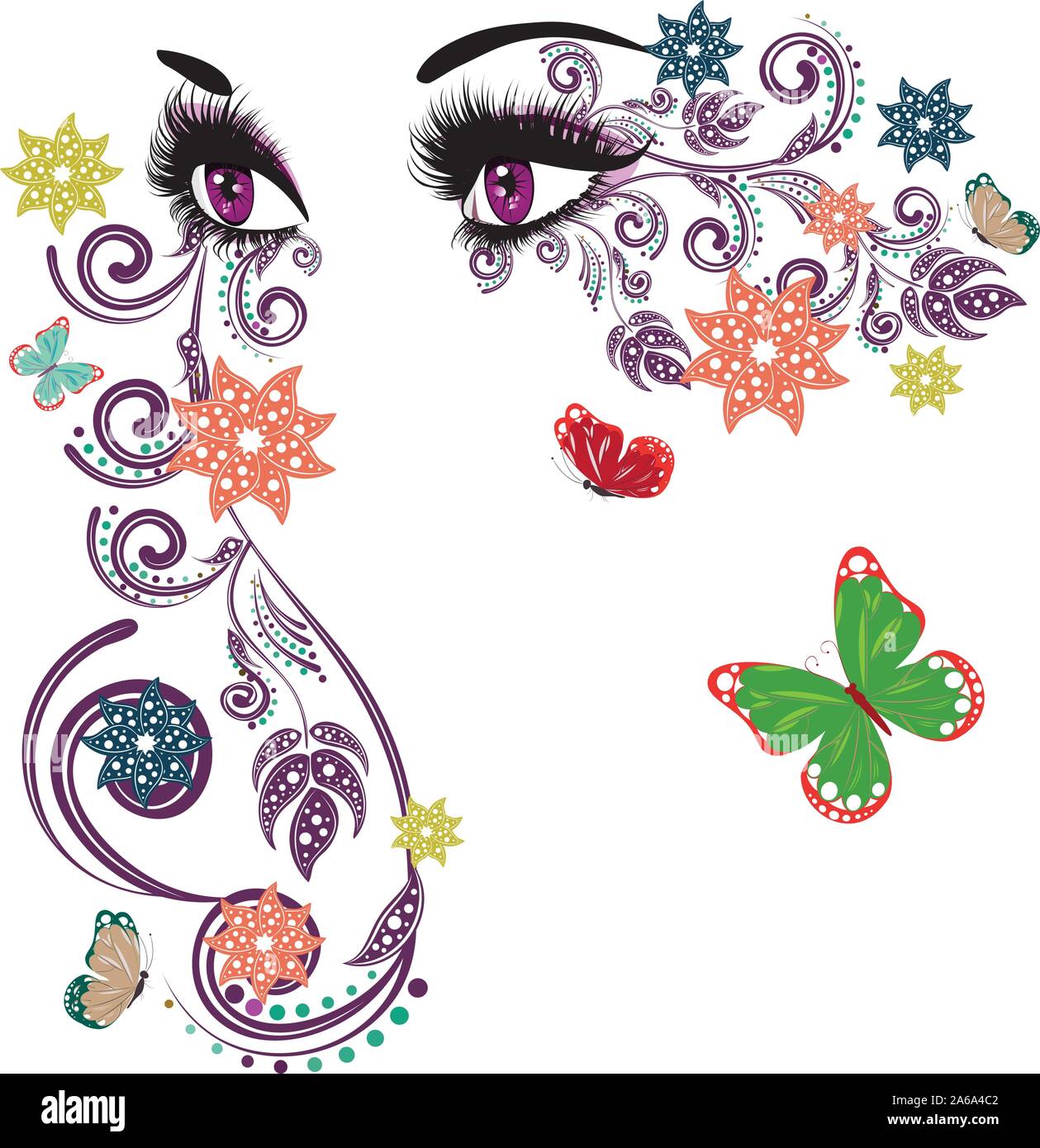 Long natural eyelashes Stock Vector Images Alamy