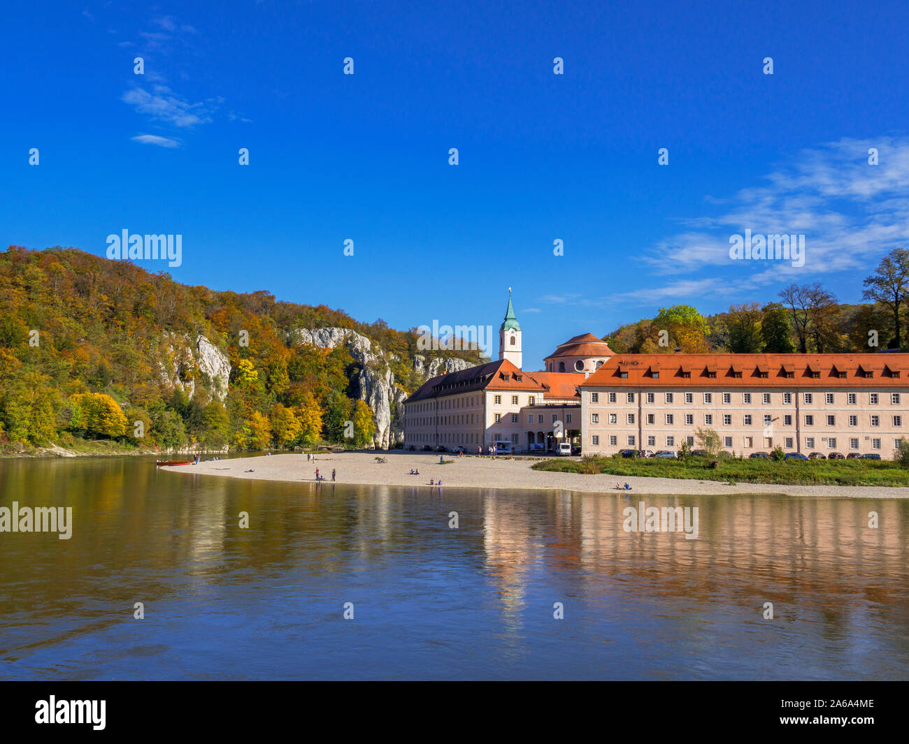 Weltenburg Monastery on the Donau-Durchbruch, Danube River, Lower Bavaria, Bavaria, Germany, Europe Stock Photo
