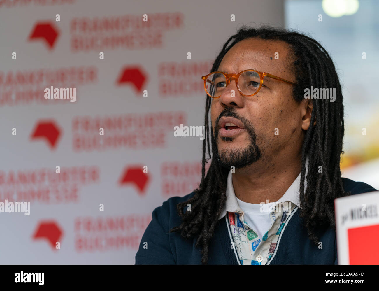 FRANKFURT AM MAIN, Germany - October 19 2019: Colson Whitehead (*1969, author) at 71st Frankfurt Book Fair / Buchmesse Frankfurt Stock Photo