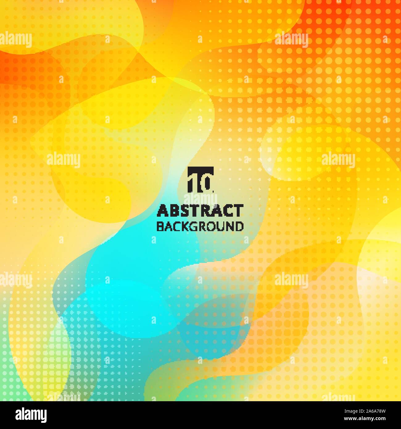 Abstract fluid shape design overlay on vibrant color background with halftone effect. Vector
