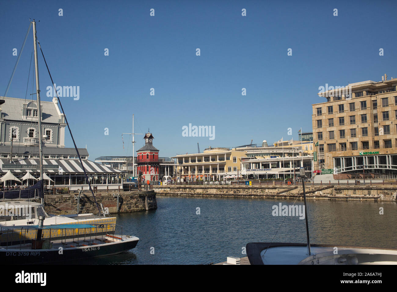 Victoria and Alfred Waterfront with Clock tower, Cape Town, South Africa, Africa Stock Photo