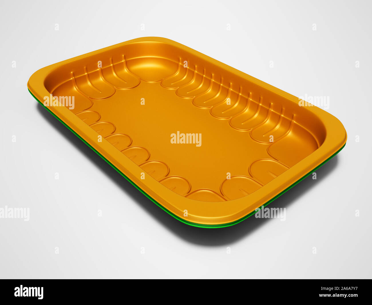 Modern two kitchen plastic trays of different colors 3d render on gray ...