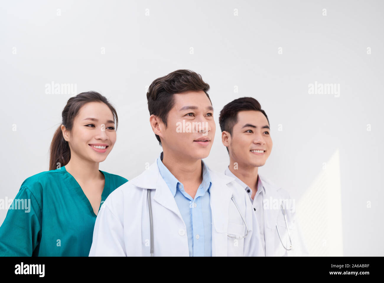 healthcare, hospital and medical concept - young team or group of doctors Stock Photo