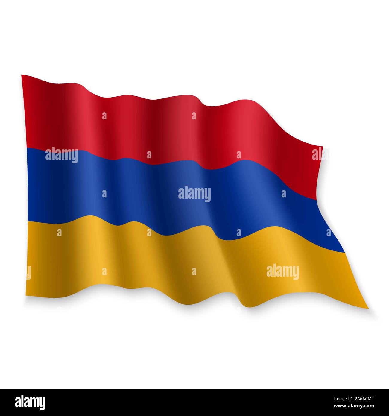 3D Realistic waving Flag of Armenia on white background Stock Vector ...