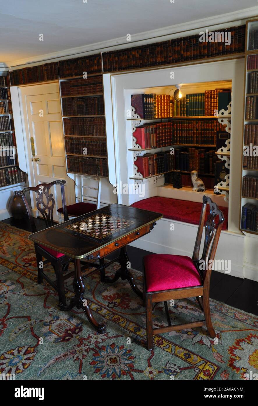 Chess table in library of St Michael's Mount Castle, Marazion, Cornwall, UK. Stock Photo