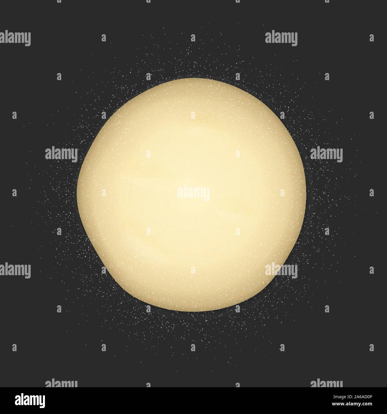 Bread dough with flour on kitchen table Stock Vector
