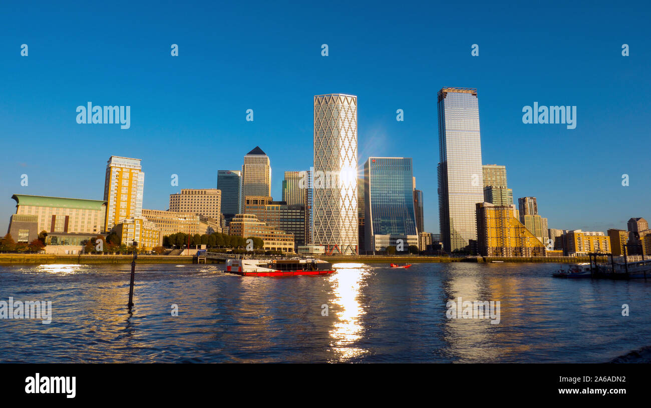 Canary Wharf Financial Complex at Docklands in London  Photo Nov 2019 Stock Photo