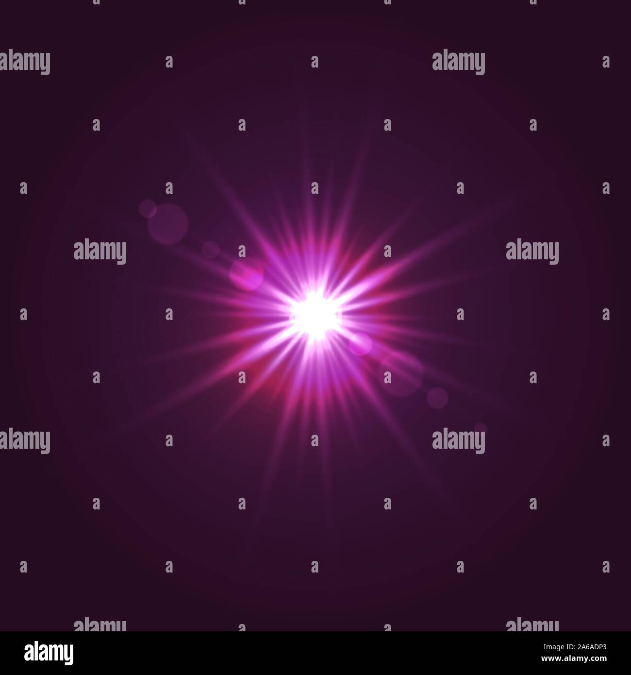Sun light with lens flare effect, shining star. Stock Vector