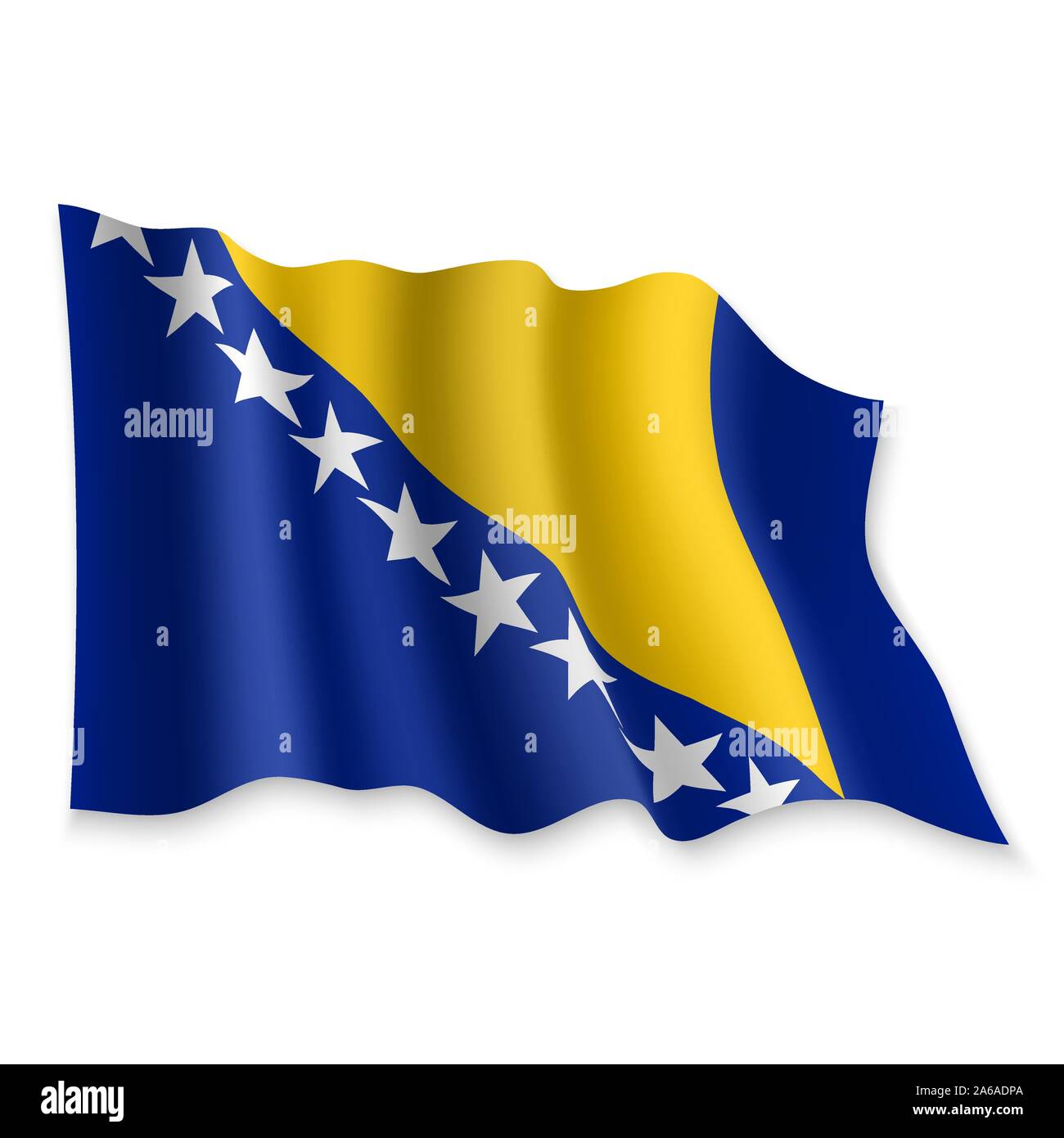 3D Realistic waving Flag of Bosnia on white background Stock Vector ...