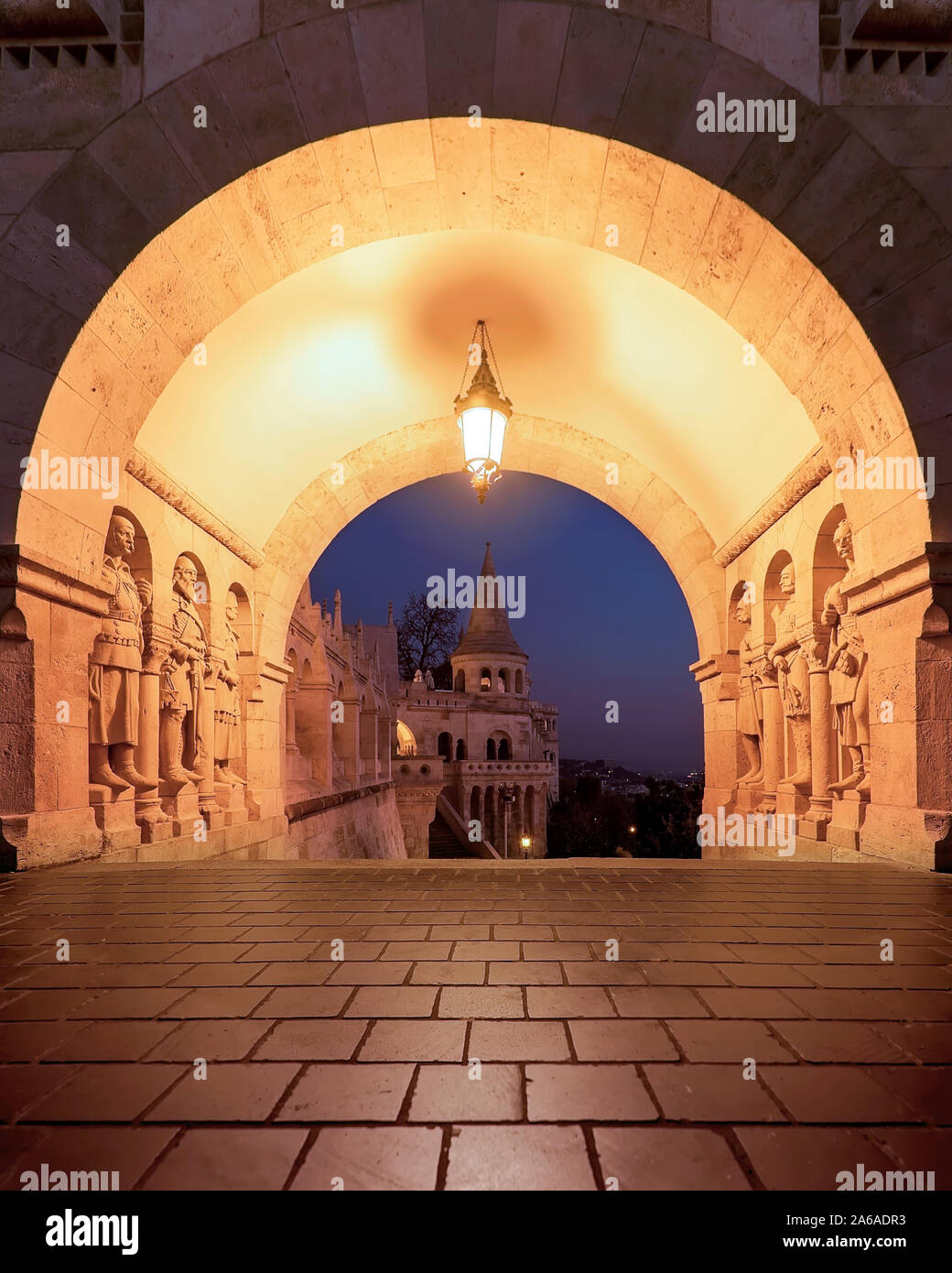 Fisherman's Bastion, Budapest. Image of the Fisherman's Bastion in Budapest, capital city of Hungary, during sunrise Stock Photo