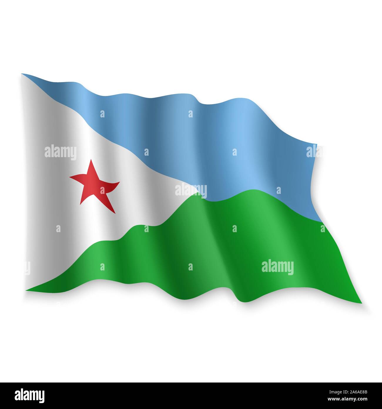 3D Realistic waving Flag of Djibouti on white background Stock Vector ...