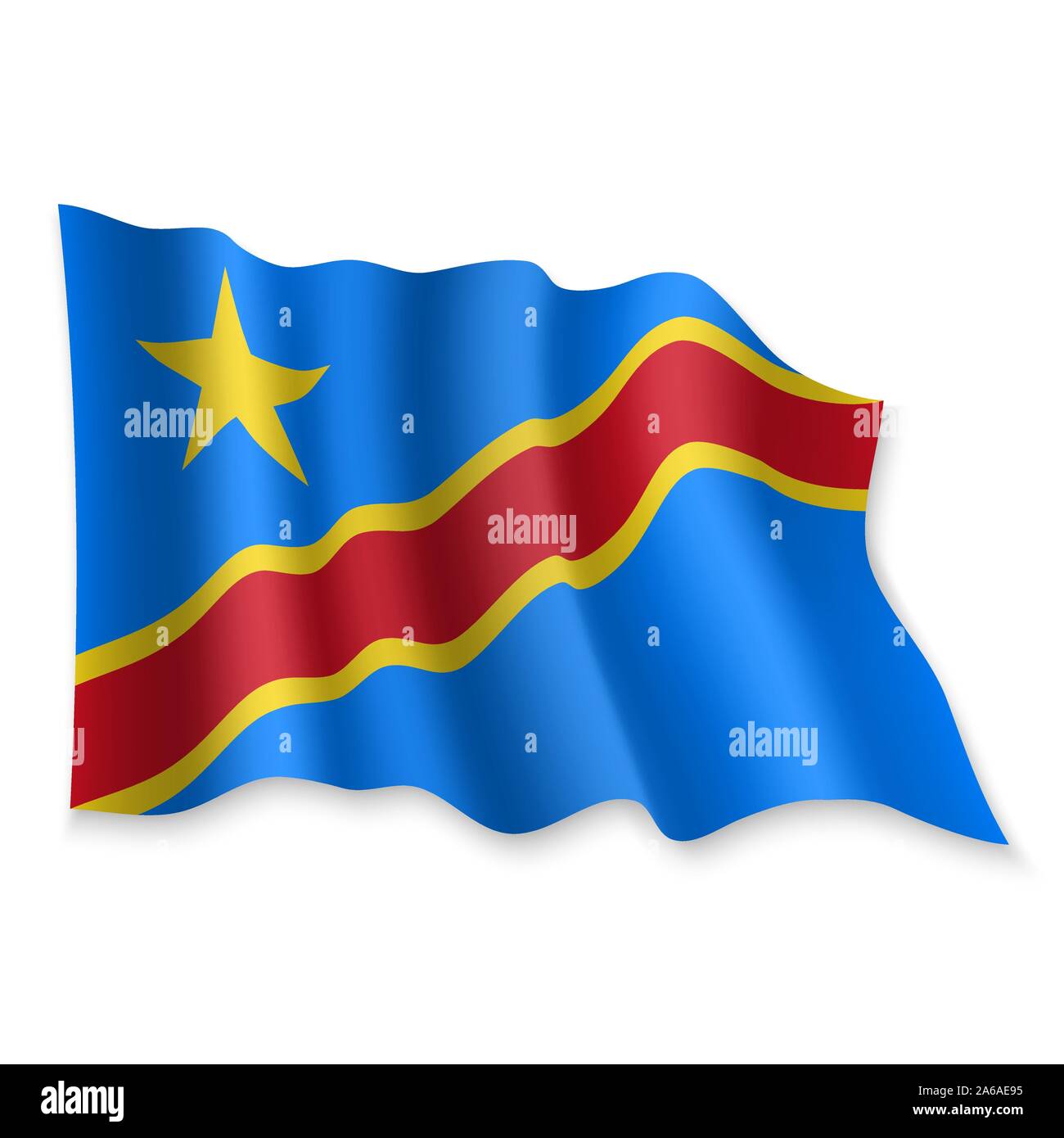 3D Realistic waving Flag of DR Congo on white background Stock Vector ...