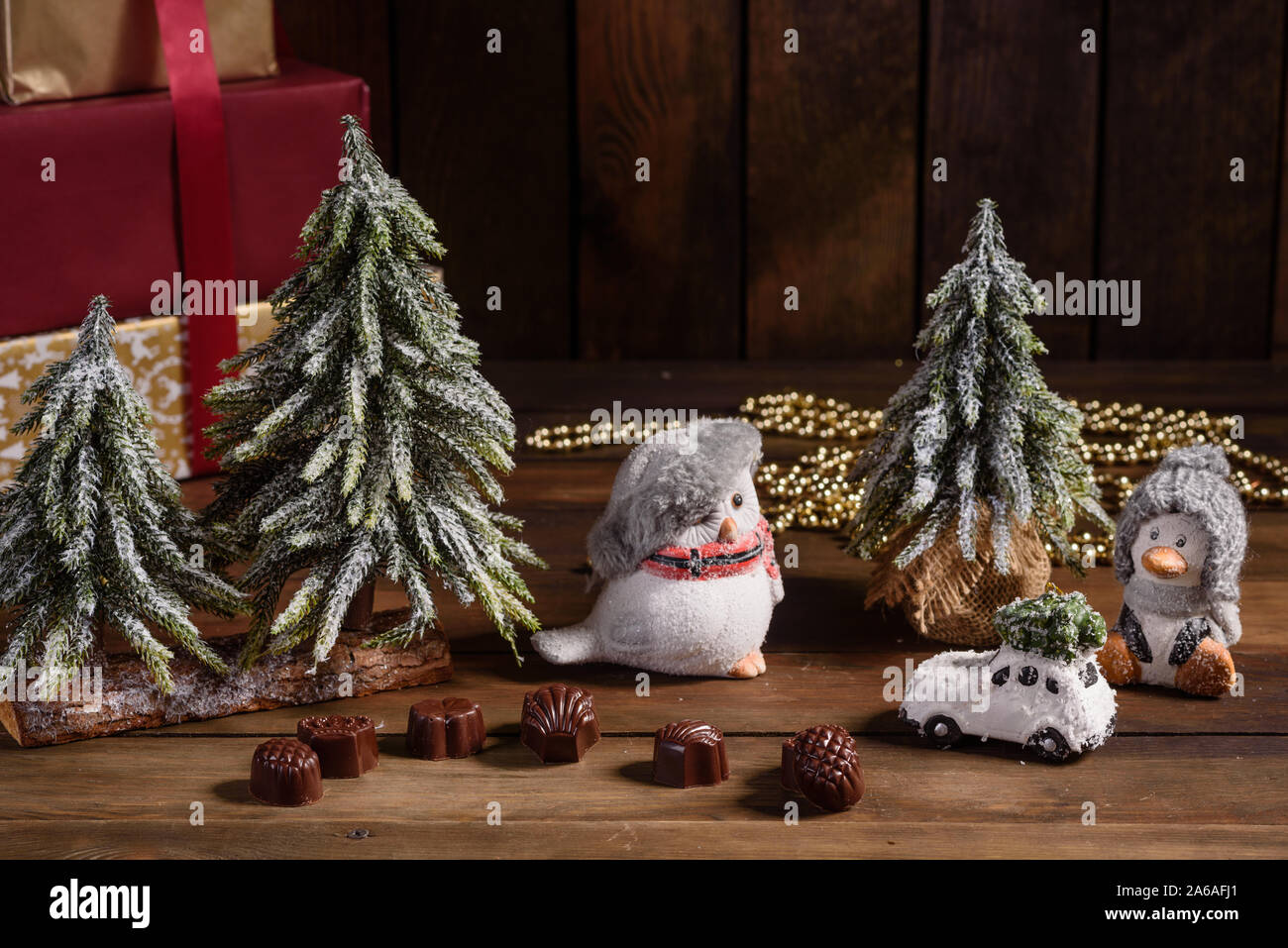 Assortment of fine chocolate candies, white, dark, and milk chocolate ...