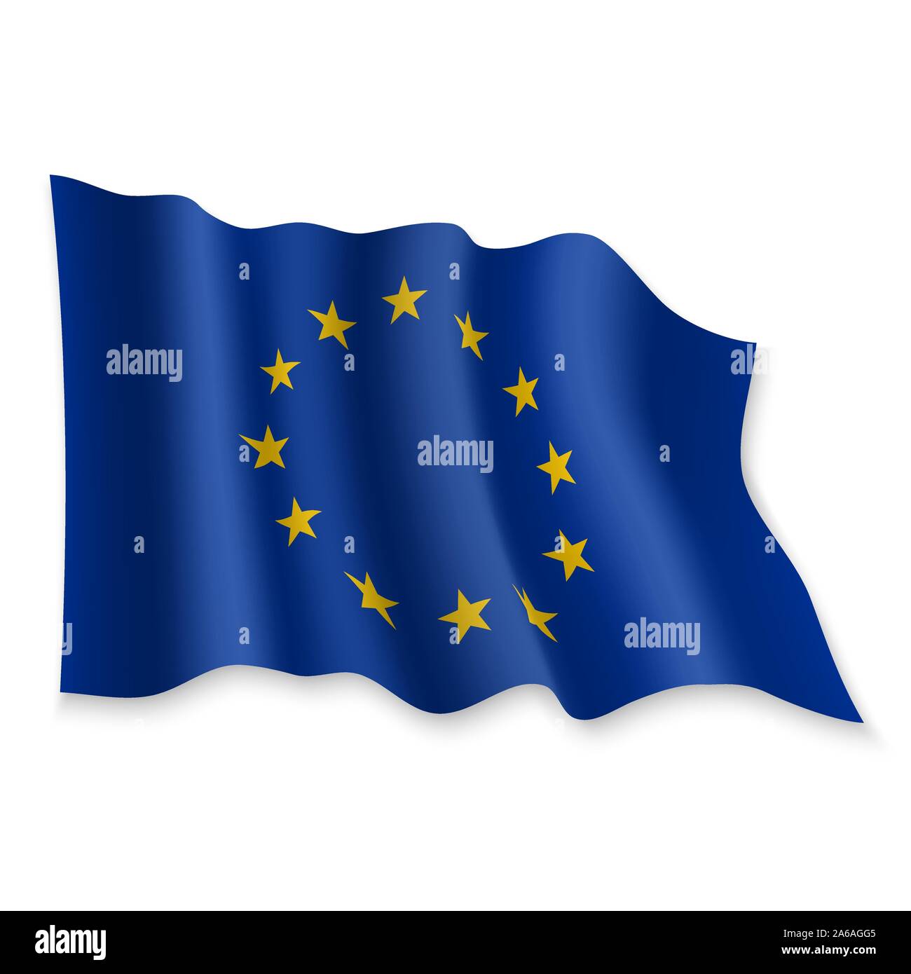3D Realistic waving Flag of European Union on white background Stock