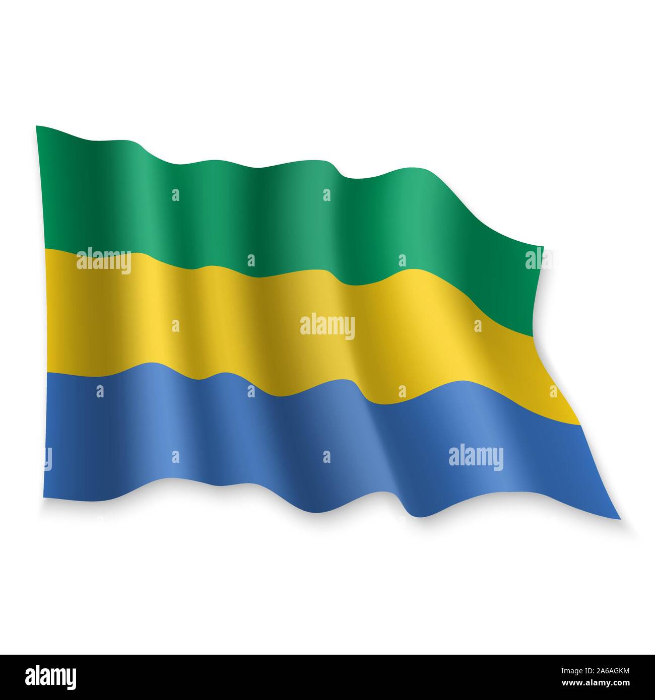 3D Realistic waving Flag of Gabon on white background Stock Vector ...