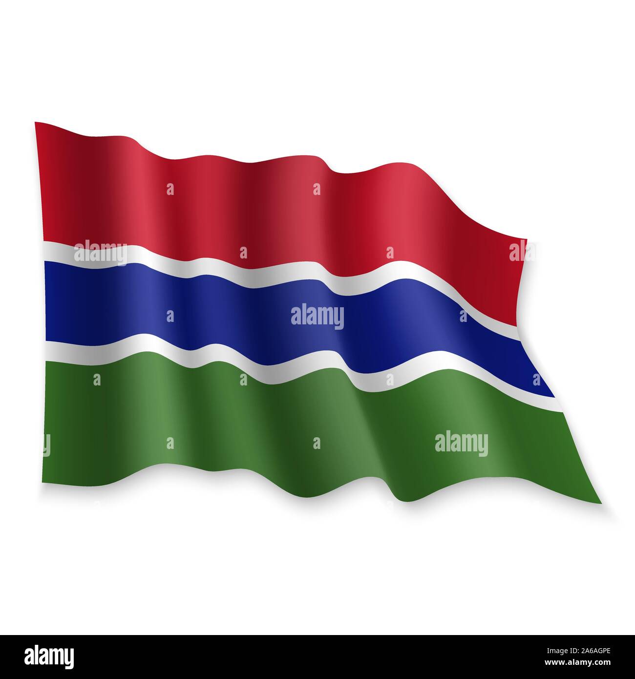 3D Realistic waving Flag of Gambia on white background Stock Vector ...