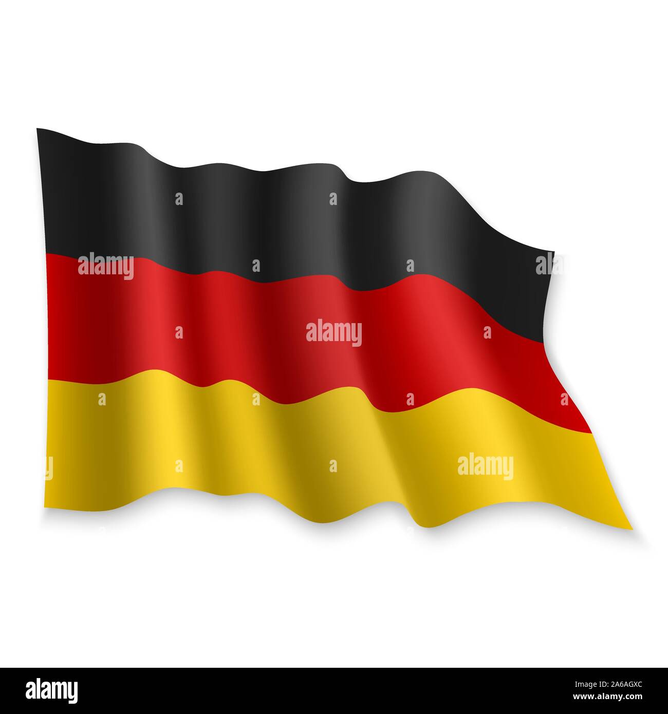 3D Realistic waving Flag of Germany on white background Stock Vector
