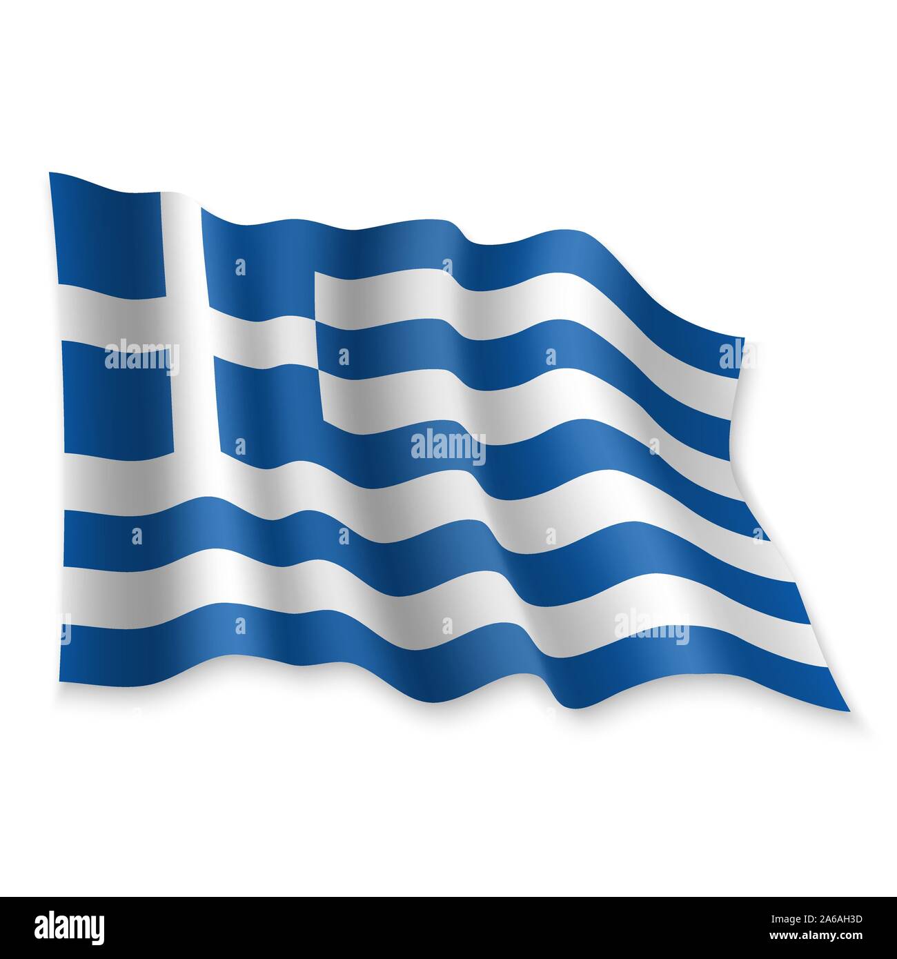 3D Realistic waving Flag of Greece on white background Stock Vector ...