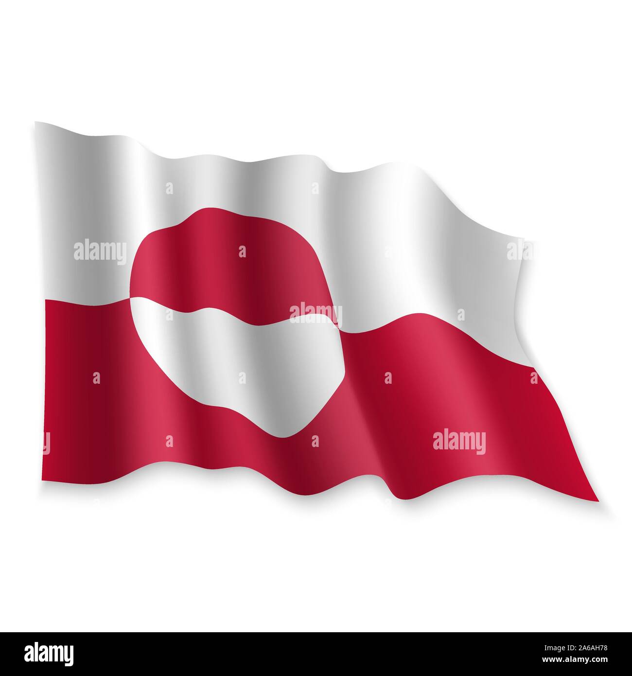 3D Realistic waving Flag of Greenland on white background Stock Vector ...