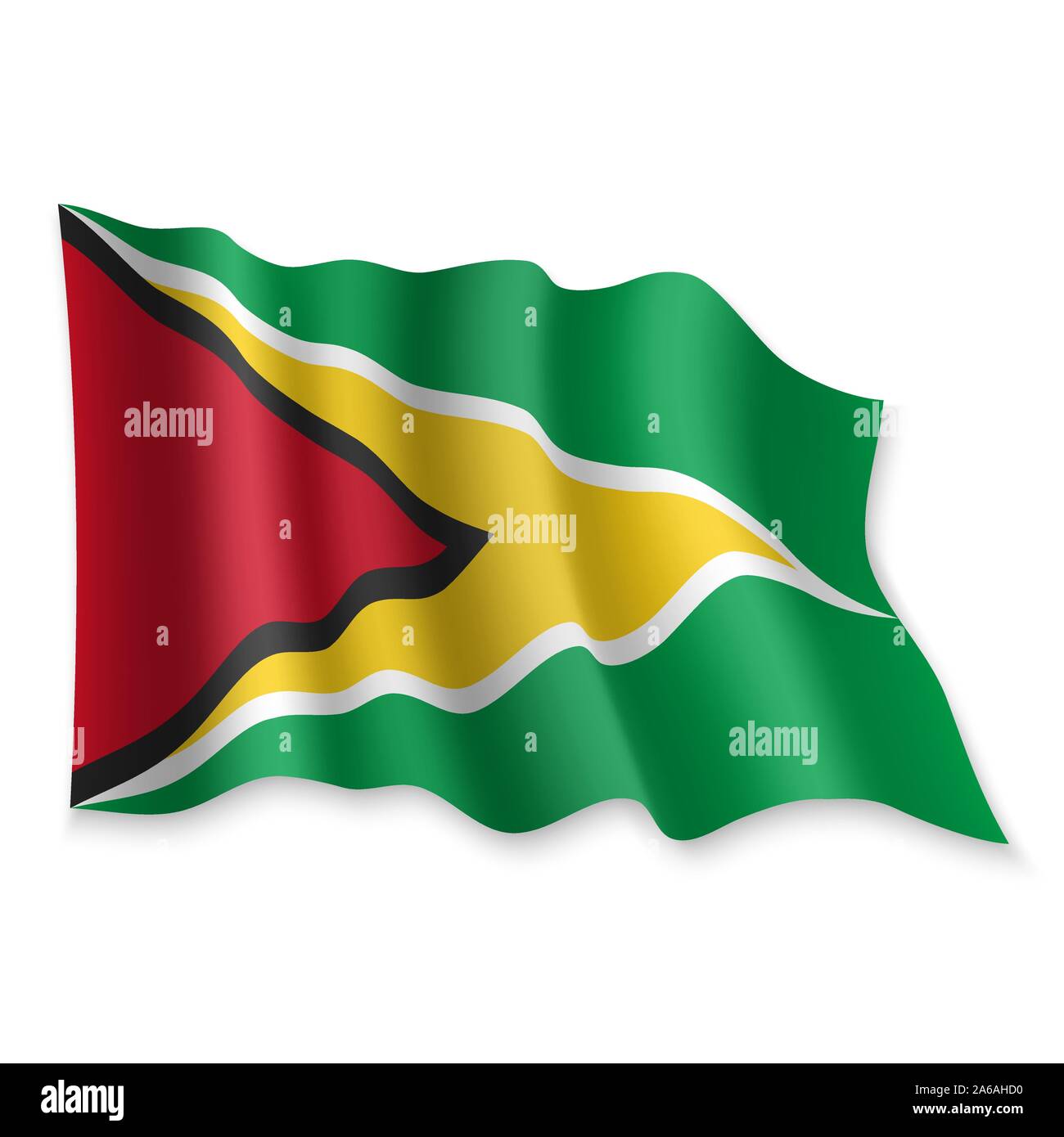 3D Realistic waving Flag of Guyana on white background Stock Vector ...