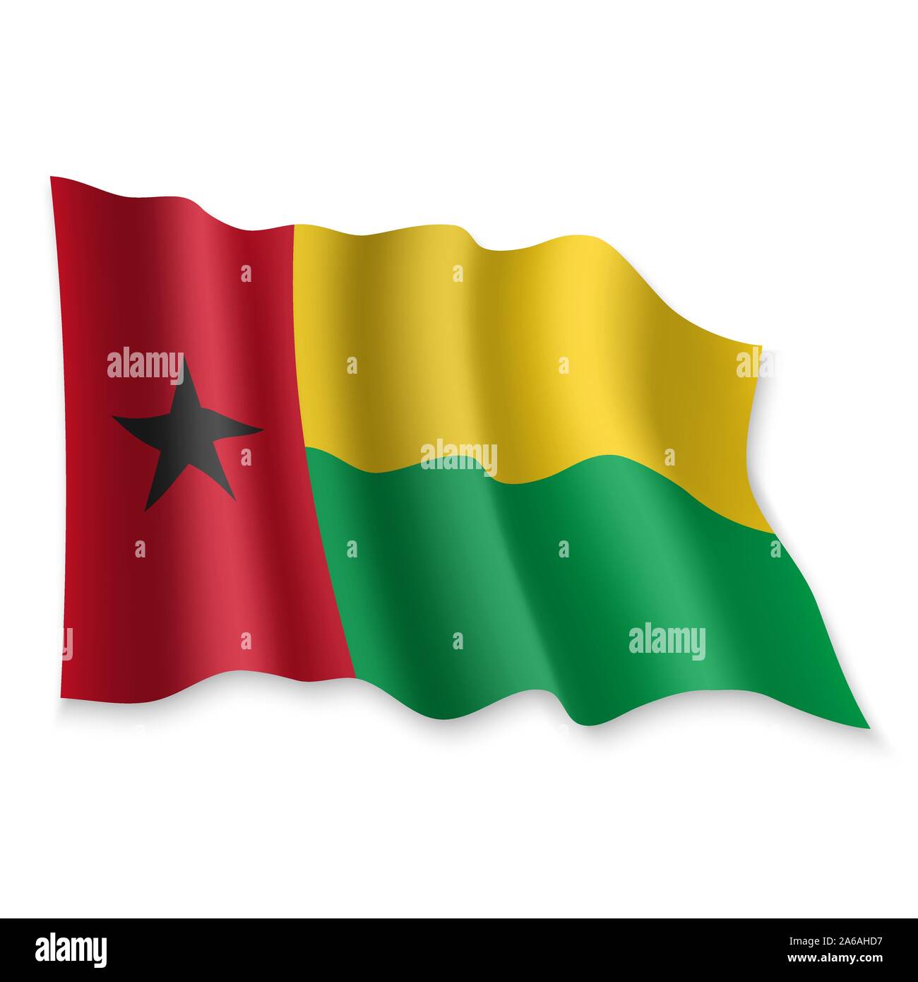 3D Realistic waving Flag of Guinea-Bissau on white background Stock ...