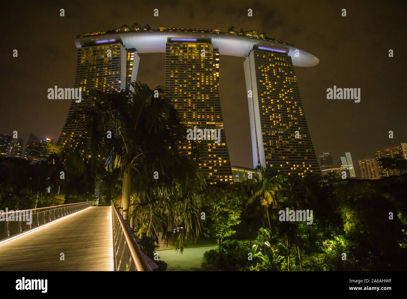 night around the Marina bay in Singapore this iconic place will blow your mind , such an amazing buildings and famous landmarks. Stock Photo