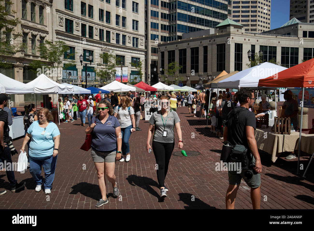 busy indianapolis original farmers market in monument circle mile square indiana USA Stock Photo