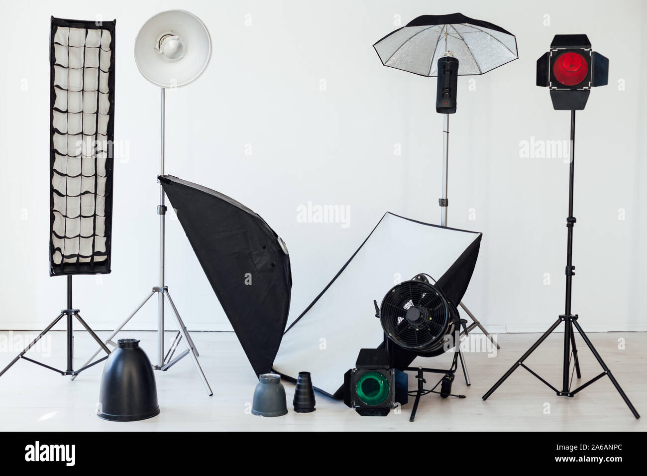 Photo studio flash equipment and accessories of a professional