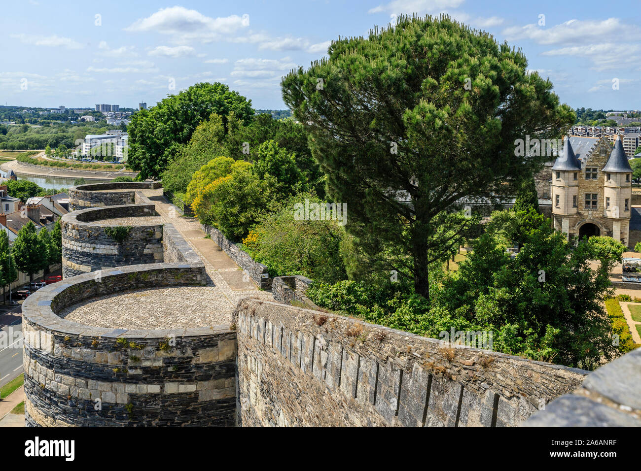 France, Maine et Loire, Angers, Chateau d’Angers, Angers castle, ramparts, wall walk and gardens // France, Maine- Stock Photo