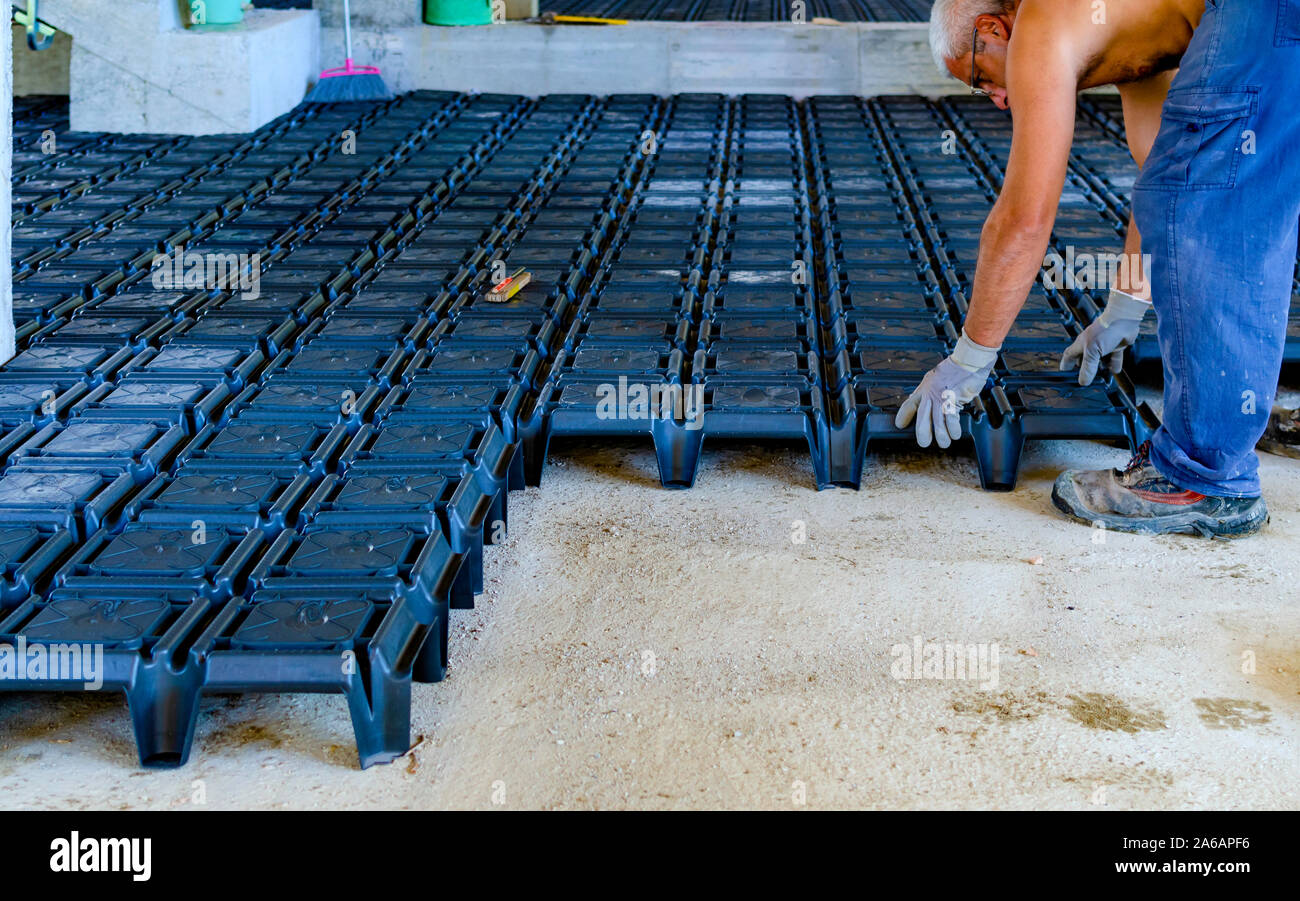 formwork for ventilated under-floor cavities, with the purpose of eliminating Stock Photo