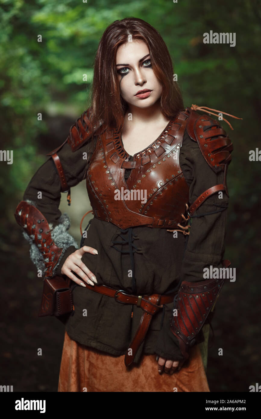 Beautiful female warrior portrait Stock Photo