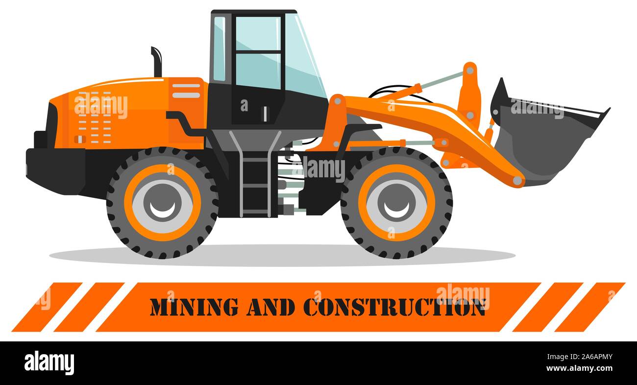 Wheel loader. Detailed illustration of heavy mining machine and