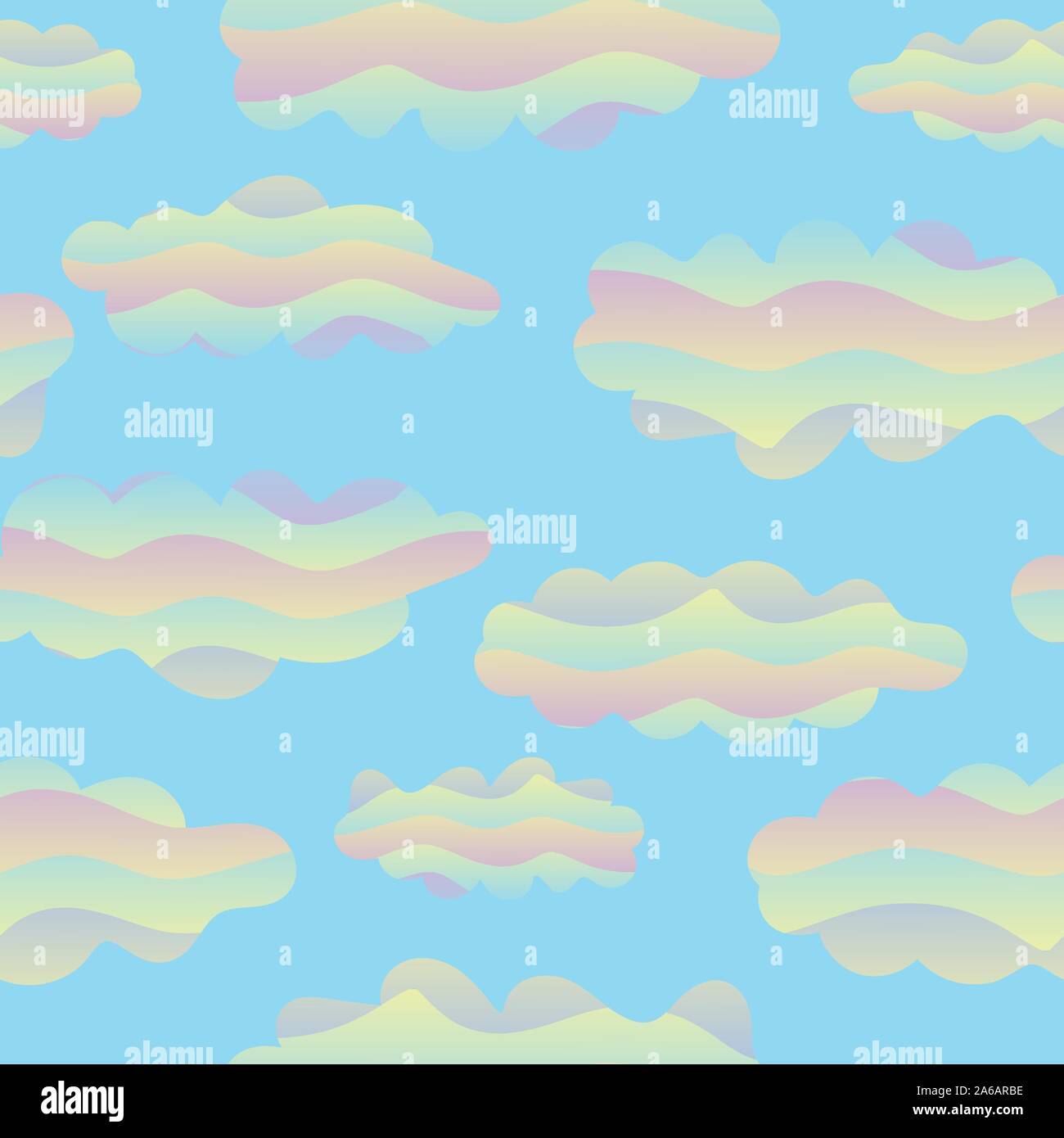 seamless vector pattern with cotton candy rainbow clouds Stock Vector