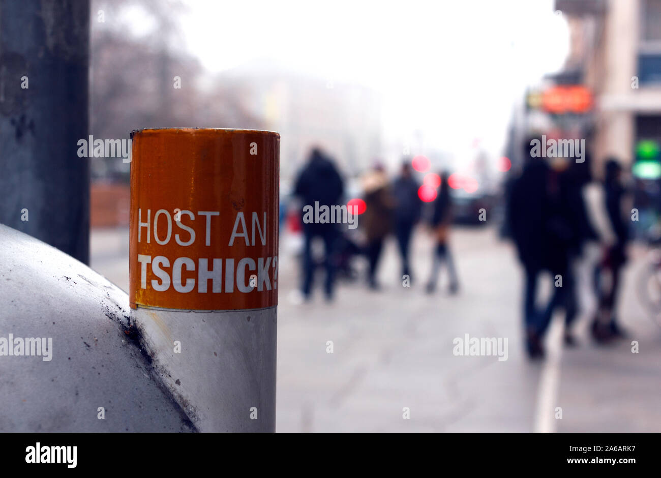 Closeup shot of the Cigarette butt extinguisher on the streets of Vienna, Austria. Stock Photo