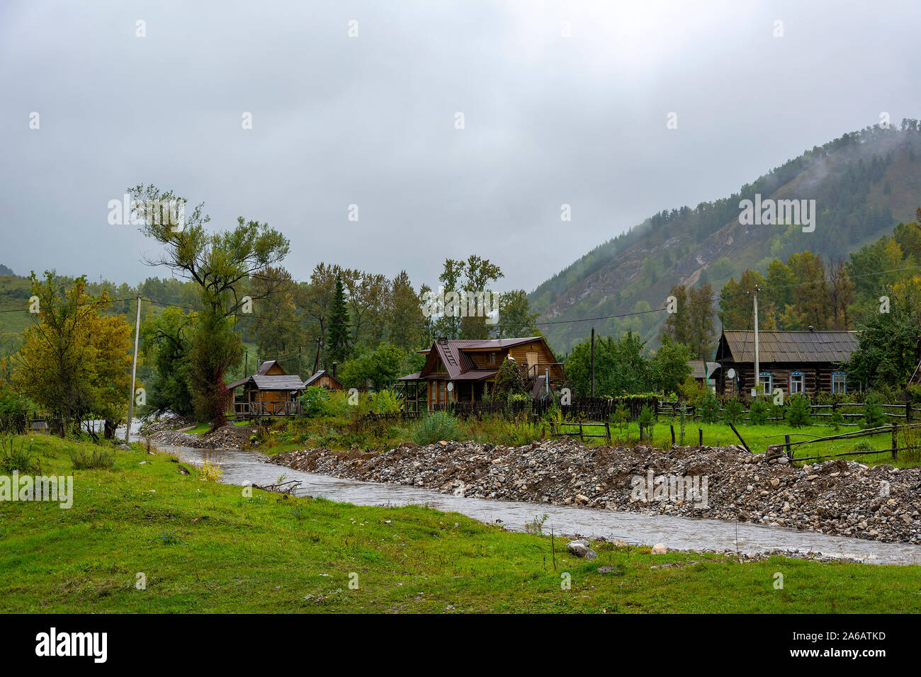 Old Chui tract,  village of Sarasa on the river of the same name in Altai Krai Stock Photo