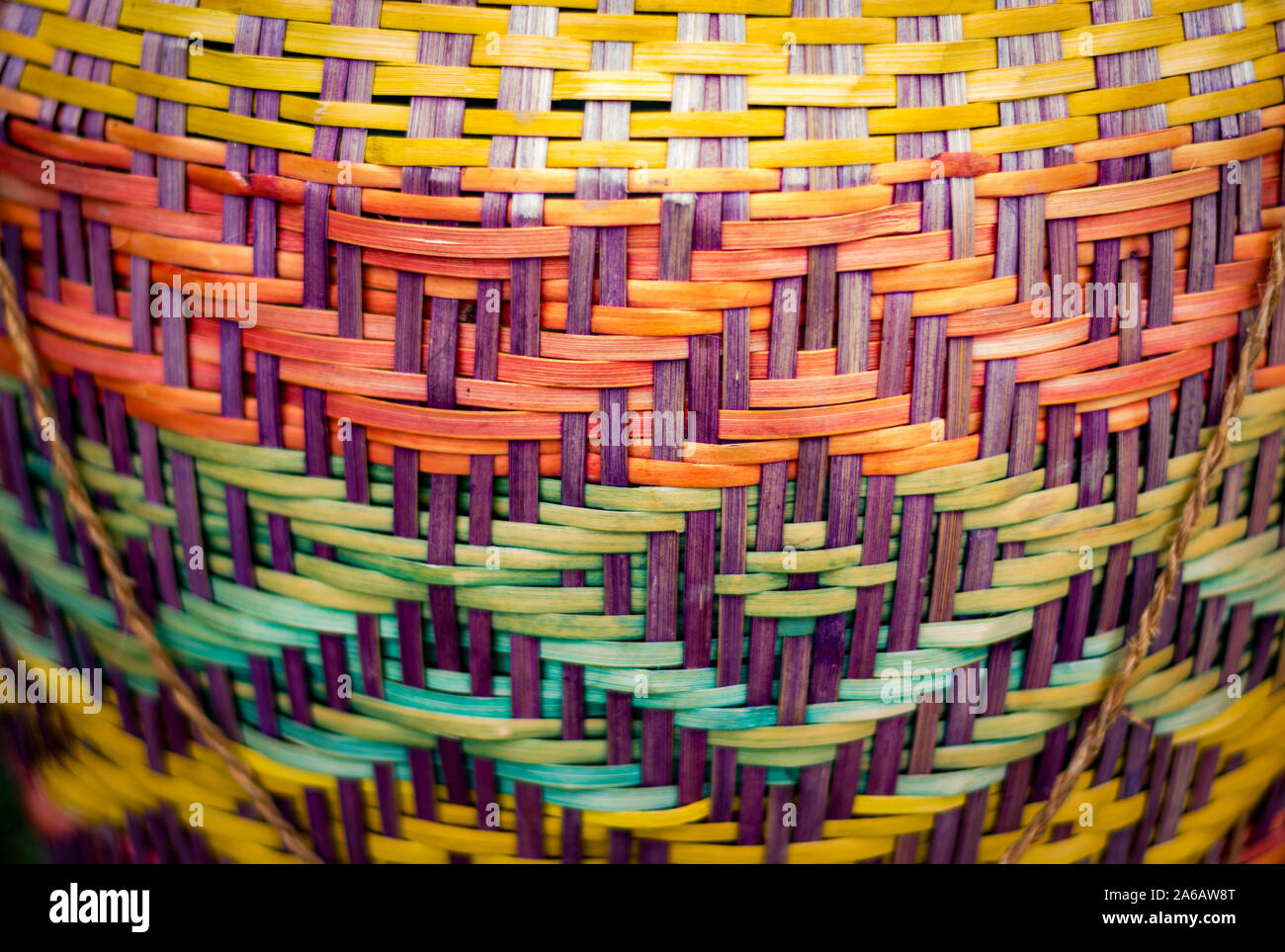 closeup of colorful basket made by brazilian indians Stock Photo