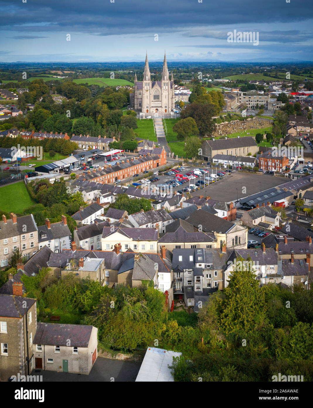 Aerial views of Armagh City, County Armagh, Northern Ireland Stock Photo