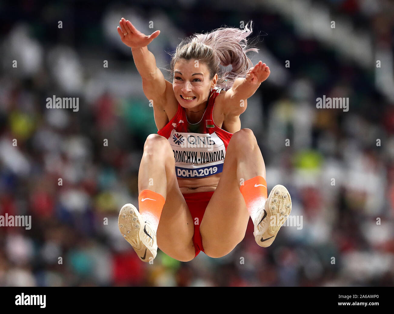 Belarus' Nastassia MironchykIvanova in the Women's Long Jump during day ten of the IAAF World