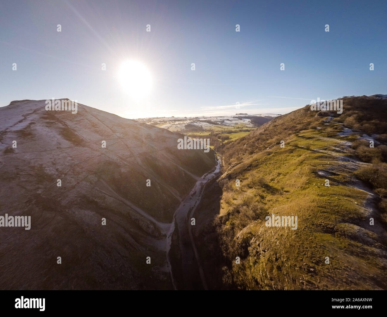 Aerial Views Of The Stunning Dovedale Stepping Stones And Mountains In ...