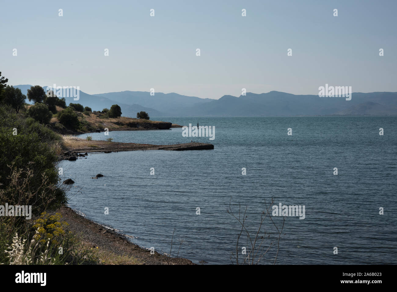 View across Kolpos Kallonis from Ahladeri, Lesbos, Greece Stock Photo