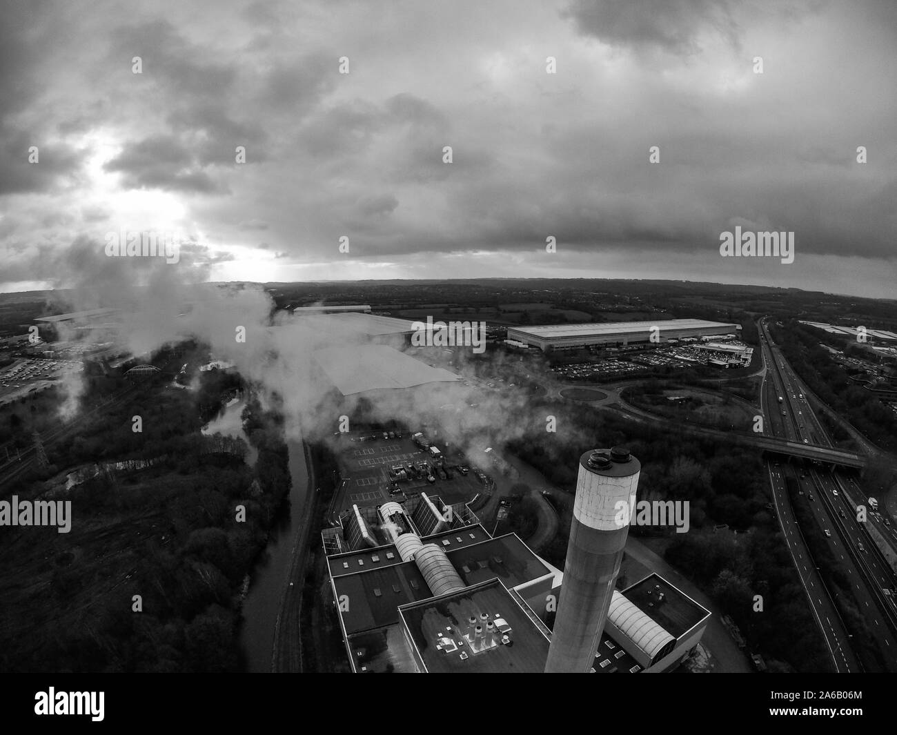 Stoke on Trent incinerator recycling centre based in Staffordshire, garbage, refuse, waste incineration plant, smoking smokestack, pollution Stock Photo