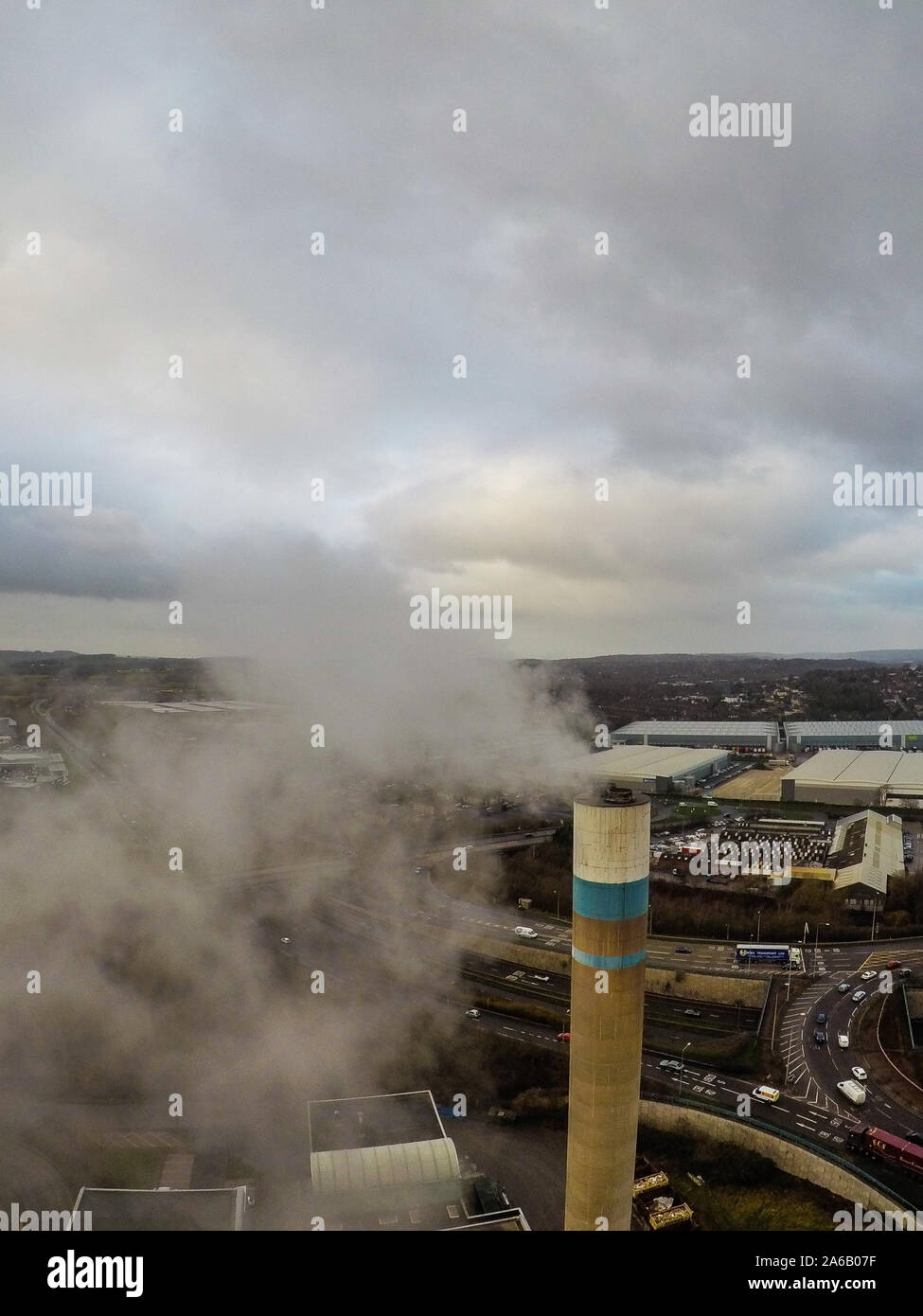 Stoke on Trent incinerator recycling centre based in Staffordshire, garbage, refuse, waste incineration plant, smoking smokestack, pollution Stock Photo