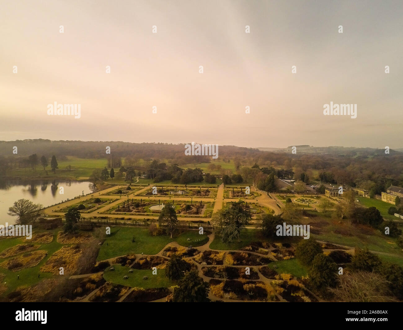 Aerial view of the Trentham Gardens Estate, in Trentham, Stoke on Trent