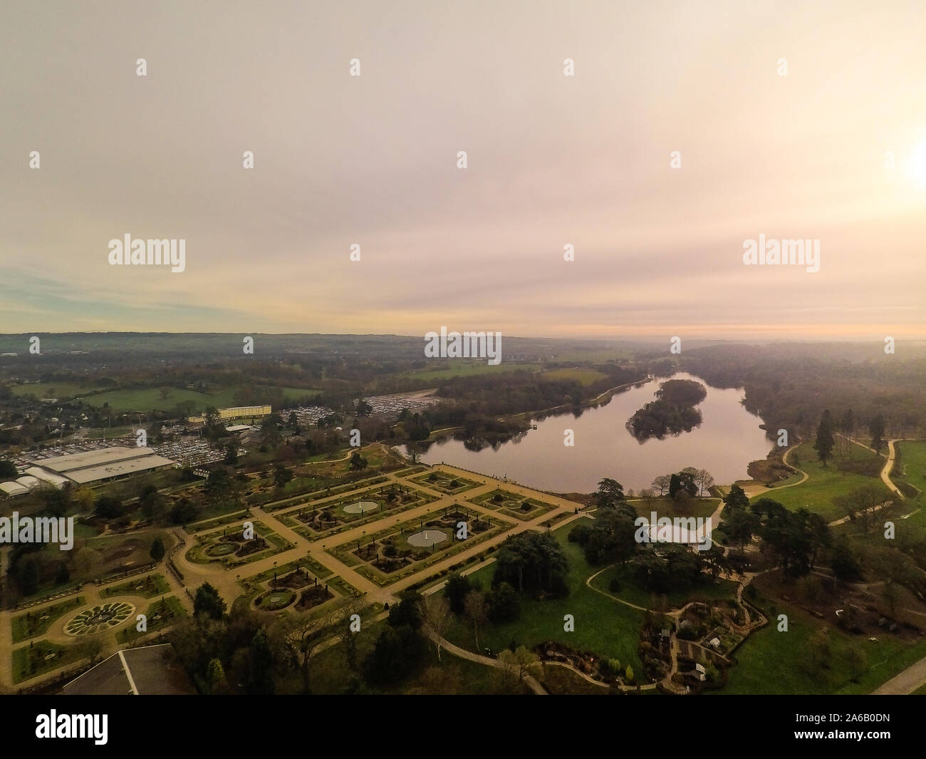 Aerial view of the Trentham Gardens Estate, in Trentham, Stoke on Trent