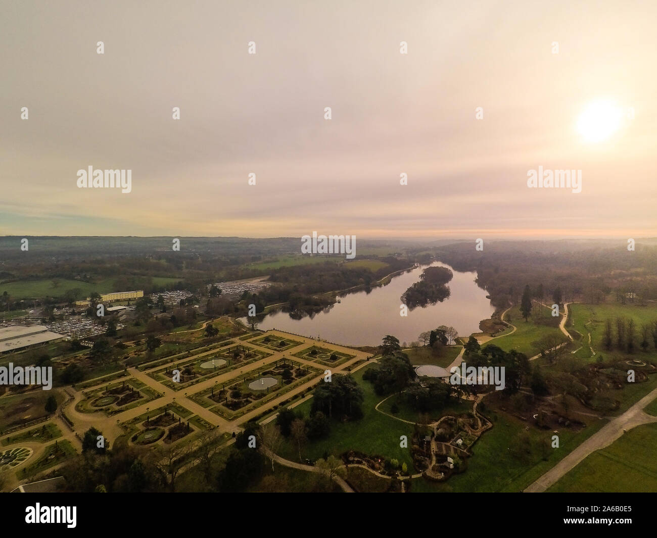 Aerial view of the Trentham Gardens Estate, in Trentham, Stoke on Trent