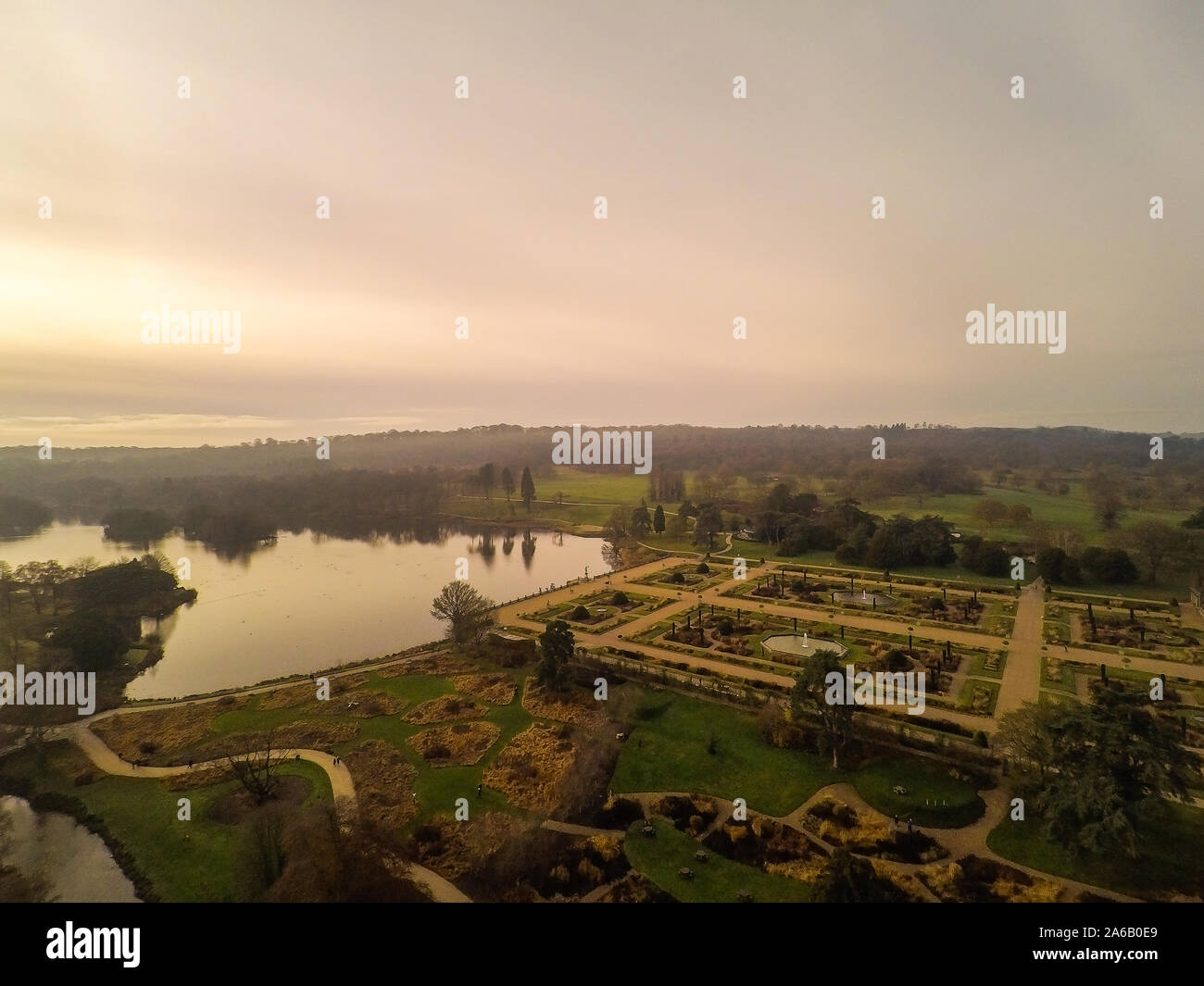 Aerial view of the Trentham Gardens Estate, in Trentham, Stoke on Trent