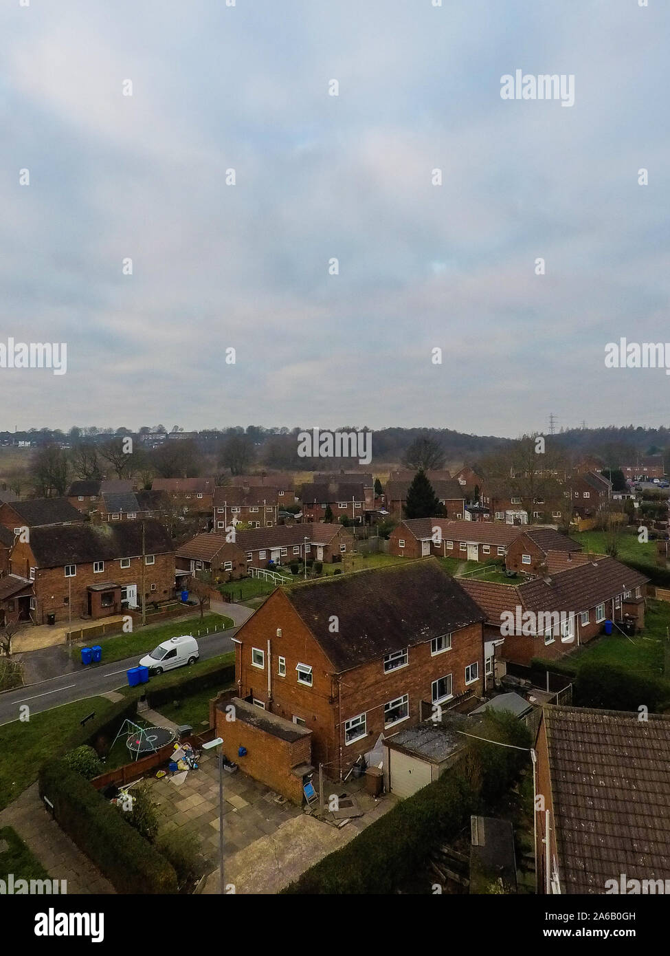 Aerial view of the poverty stricken area of Tunstall and Chell Heath in Stoke on Trent, streets