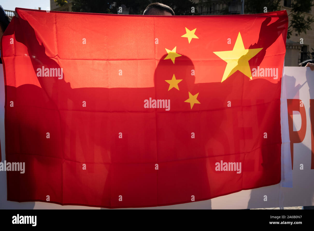 Chinese citizens living in Barcelona demonstration in front of the